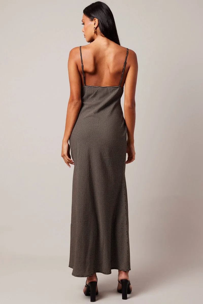 Event Perfect Chambray Light Black Geo Maxi Dress Strappy