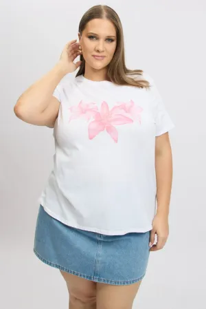 Street Style Trend Versatile and Stylish White Graphic T Shirt Short Sleeve Crew Neck
