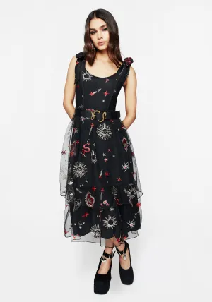 Bloodlust Embroidered Corset Midi Dress Stylish options