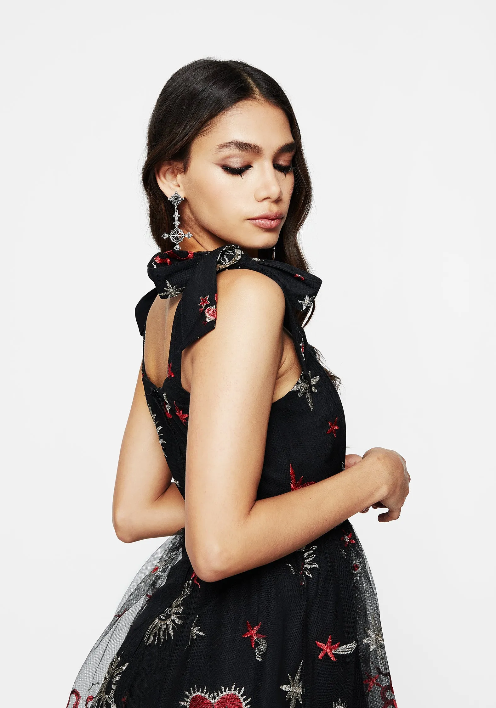 Smart and Stylish Chiffon Air Bloodlust Embroidered Corset Midi Dress