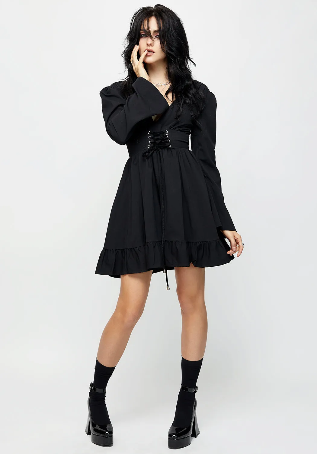Aura Lace Up Mini Dress Reinforced Stitching Easy-to-style mini gown