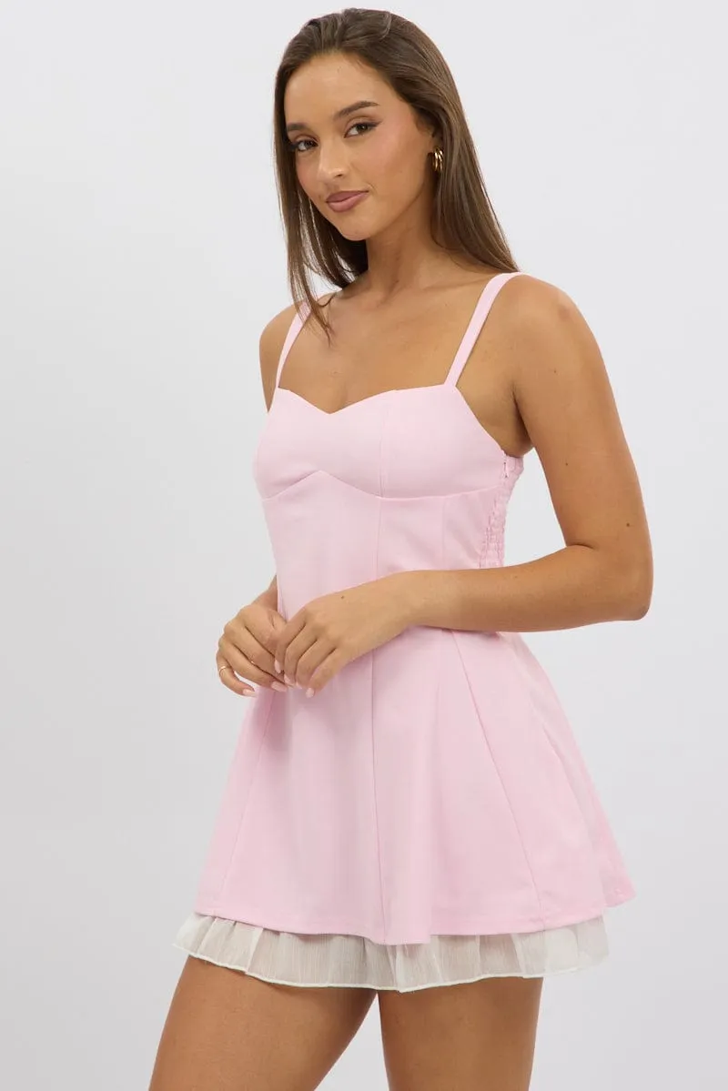 Glamorous touch Modern and sleek mini Pink Fit And Flare Dress Mini