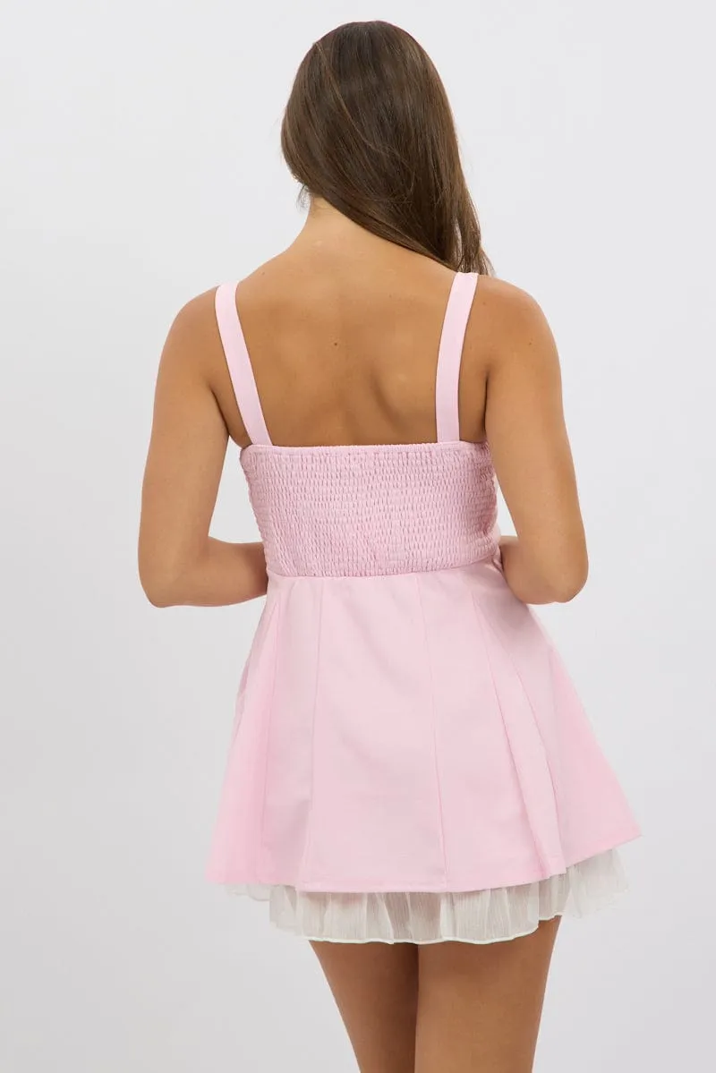 Summer Vibes Light Fit Pink Fit And Flare Dress Mini