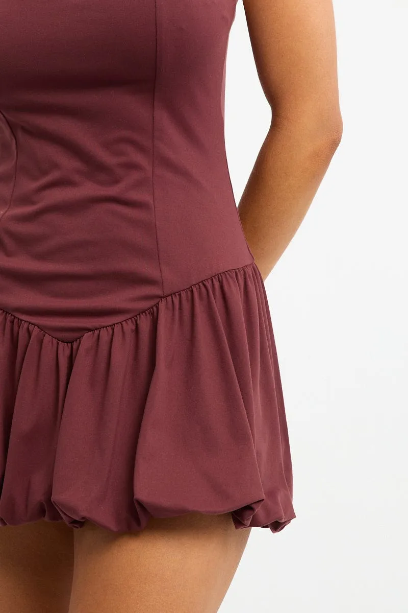 Uniform Drape Red Bubble Mini Dress Supersoft