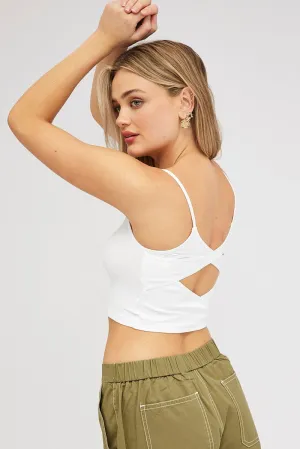 White Singlet Top Round Neck Seamless Pure Fit
