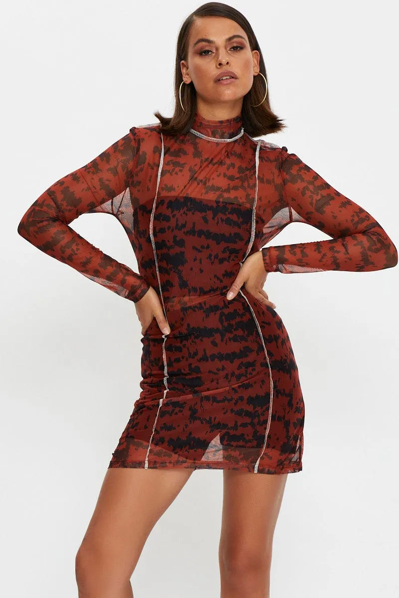 Print Tie Dye Overlocked Bodycon Dress EcoDye Process Professional Look