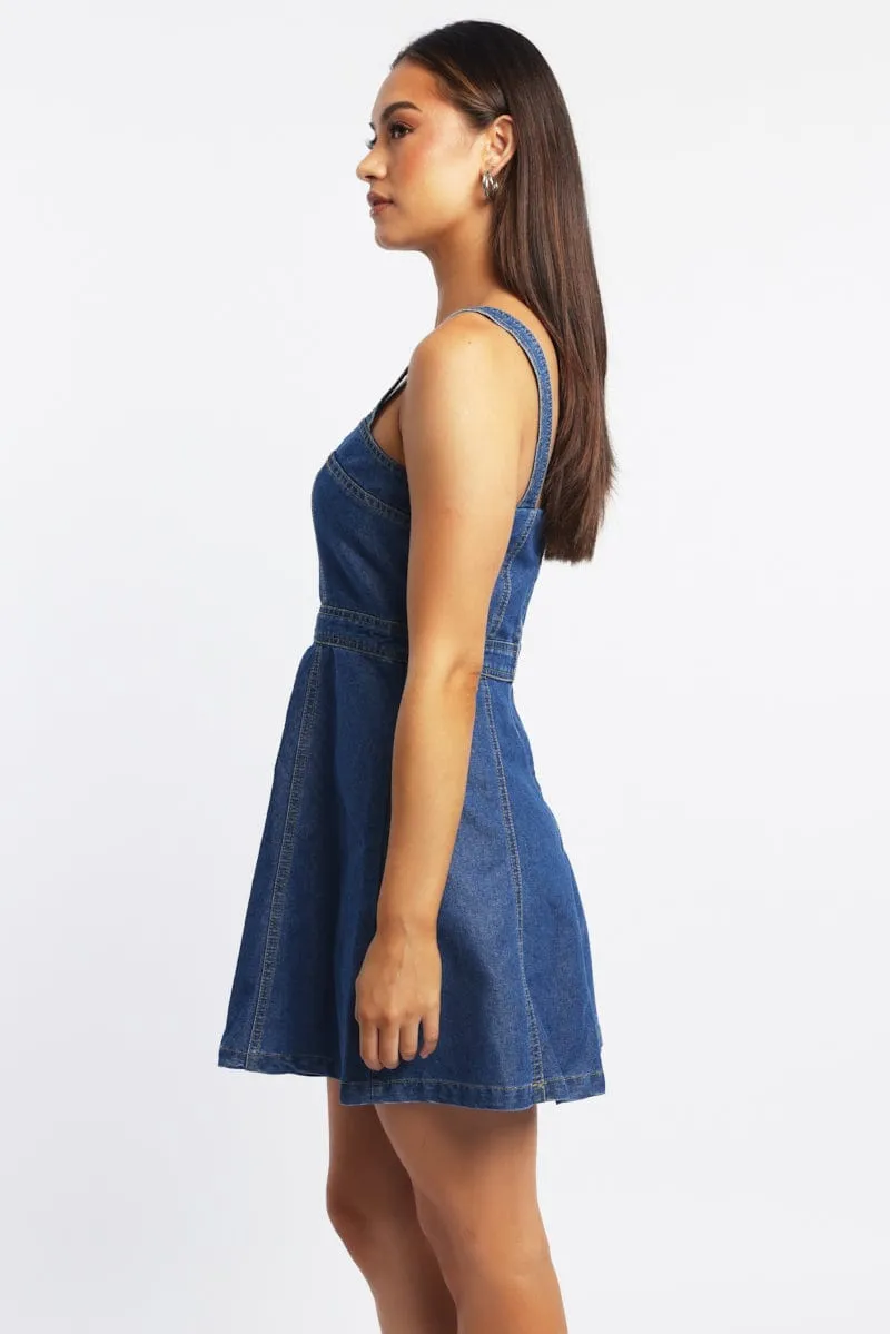 Blue Fit And Flare Dress Mini High Beat
