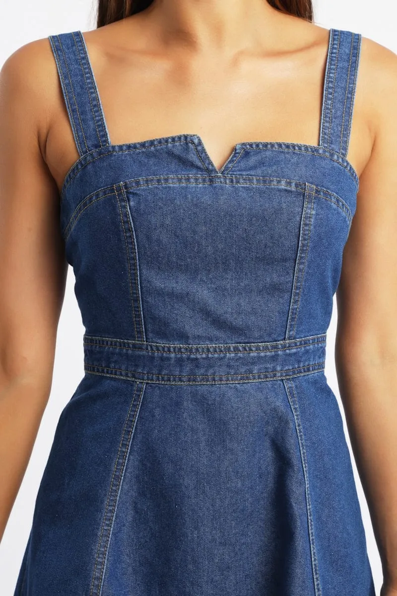 Hot Girl Blue Fit And Flare Dress Mini