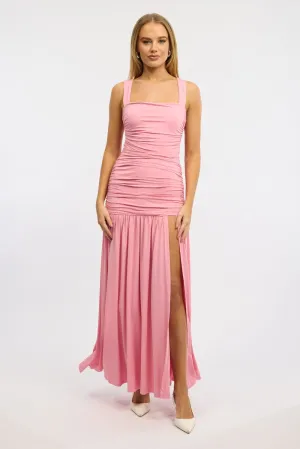 Classic Grace Pink Maxi Dress Front Split