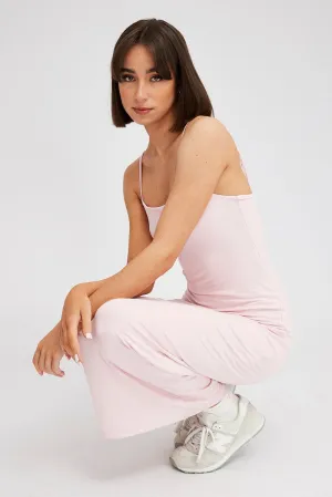 Pink Supersoft Maxi Dress Sleeveless Front Button