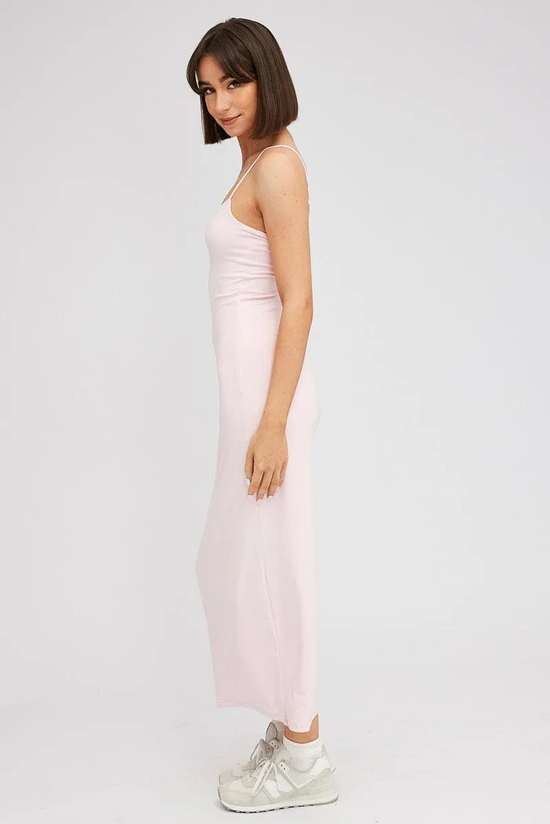 Pink Supersoft Maxi Dress Sleeveless Garnet Shine Crystal Shine