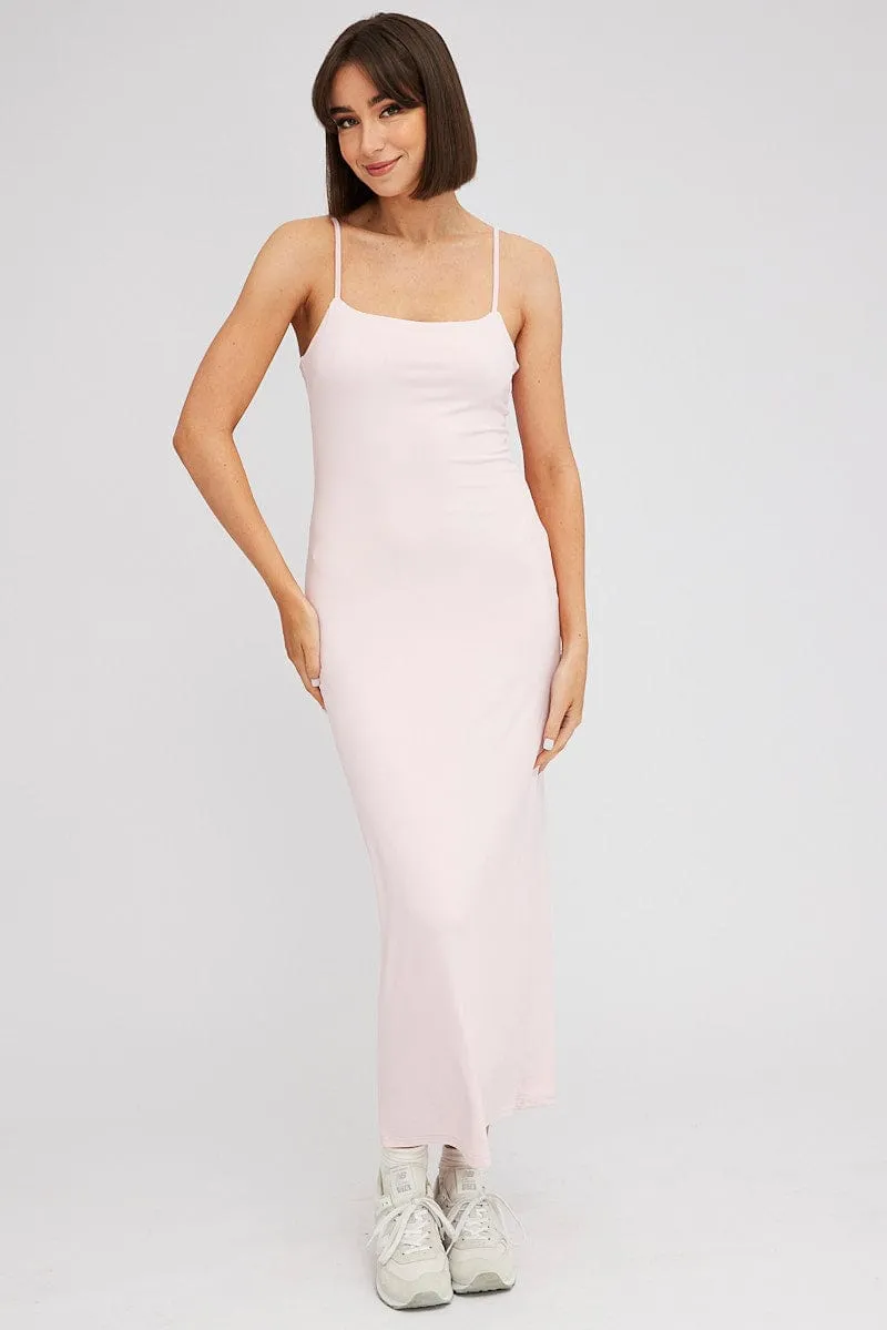 Pink Supersoft Maxi Dress Sleeveless The elegant fabric of this dress offers a luxurious feel against the skin