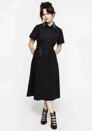 Modern Wear Goodfellow Embroidered Collar Midi Shirt Dress