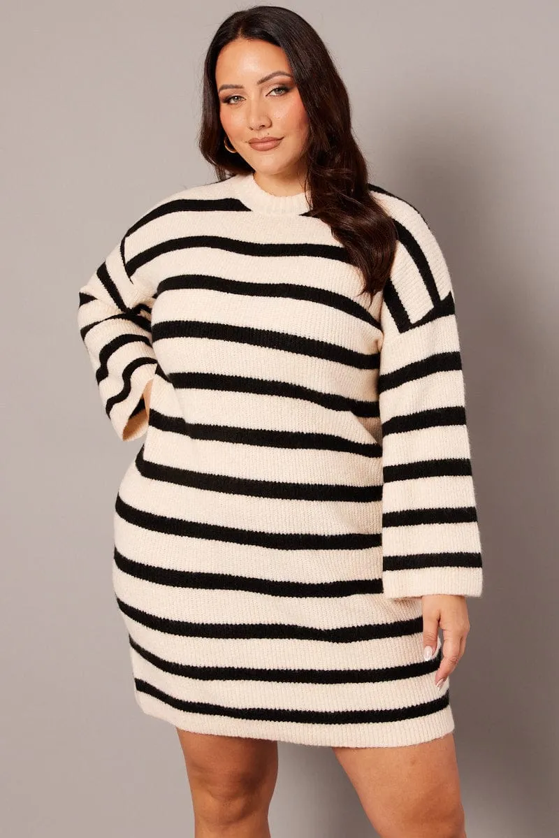 Black Stripe Stripe Sweater Dress Smart Wear product eyewear protection