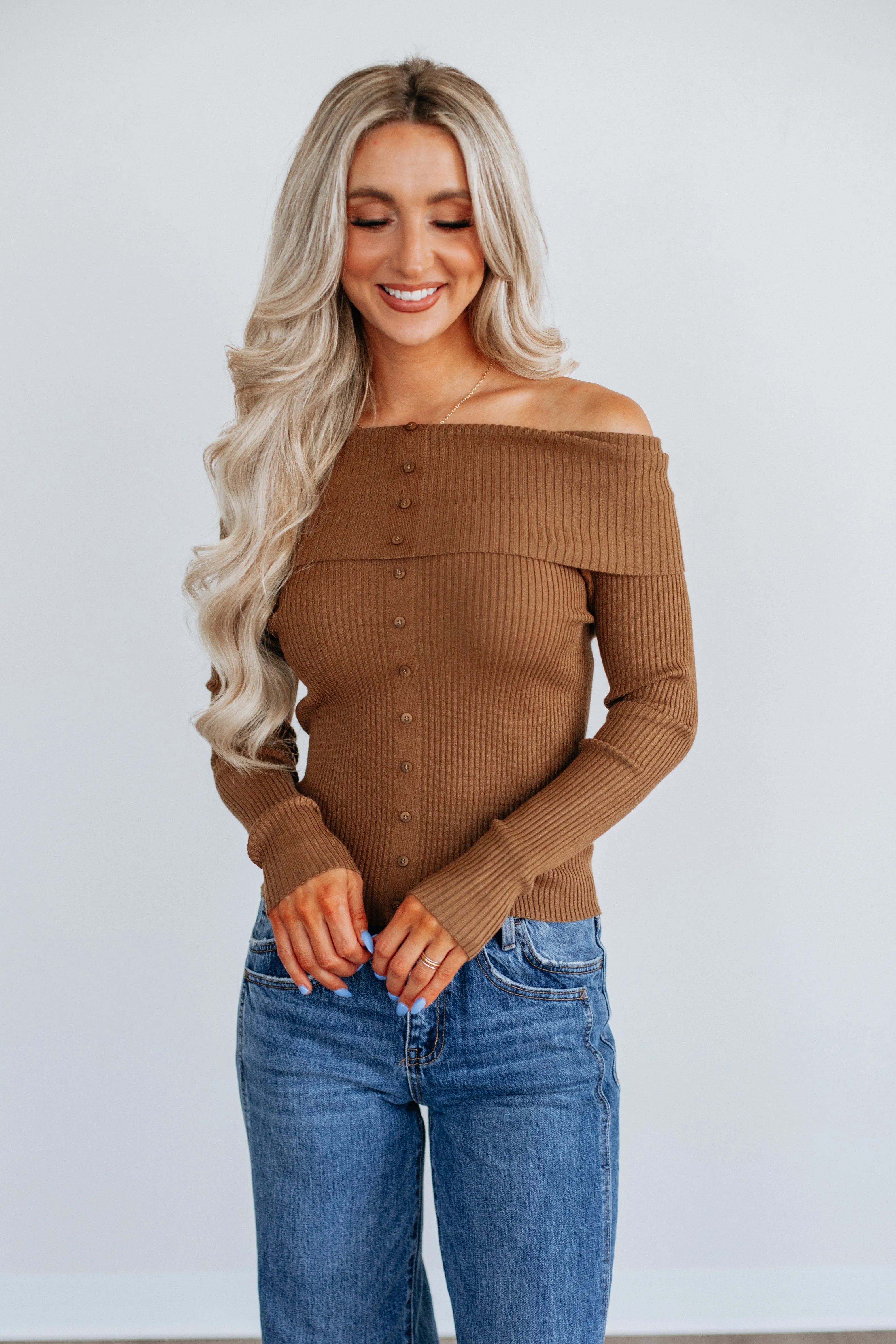 Knitted Warmth Camaryn Off The Shoulder Sweater