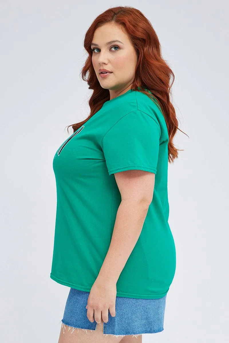 Low Profile Silhouette Green Graphic T-shirt Brooklyn Short Sleeve Cotton