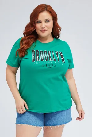 LowImpact Manufacturing Green Graphic T-shirt Brooklyn Short Sleeve Cotton