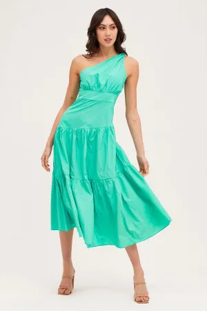 Green Maxi Dress One Shoulder Evening Brick Glow Cloud Soft