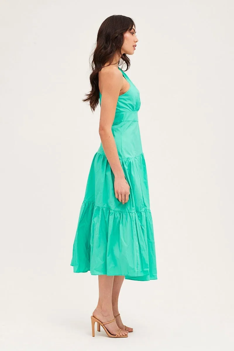 Green Maxi Dress One Shoulder Evening Tower View