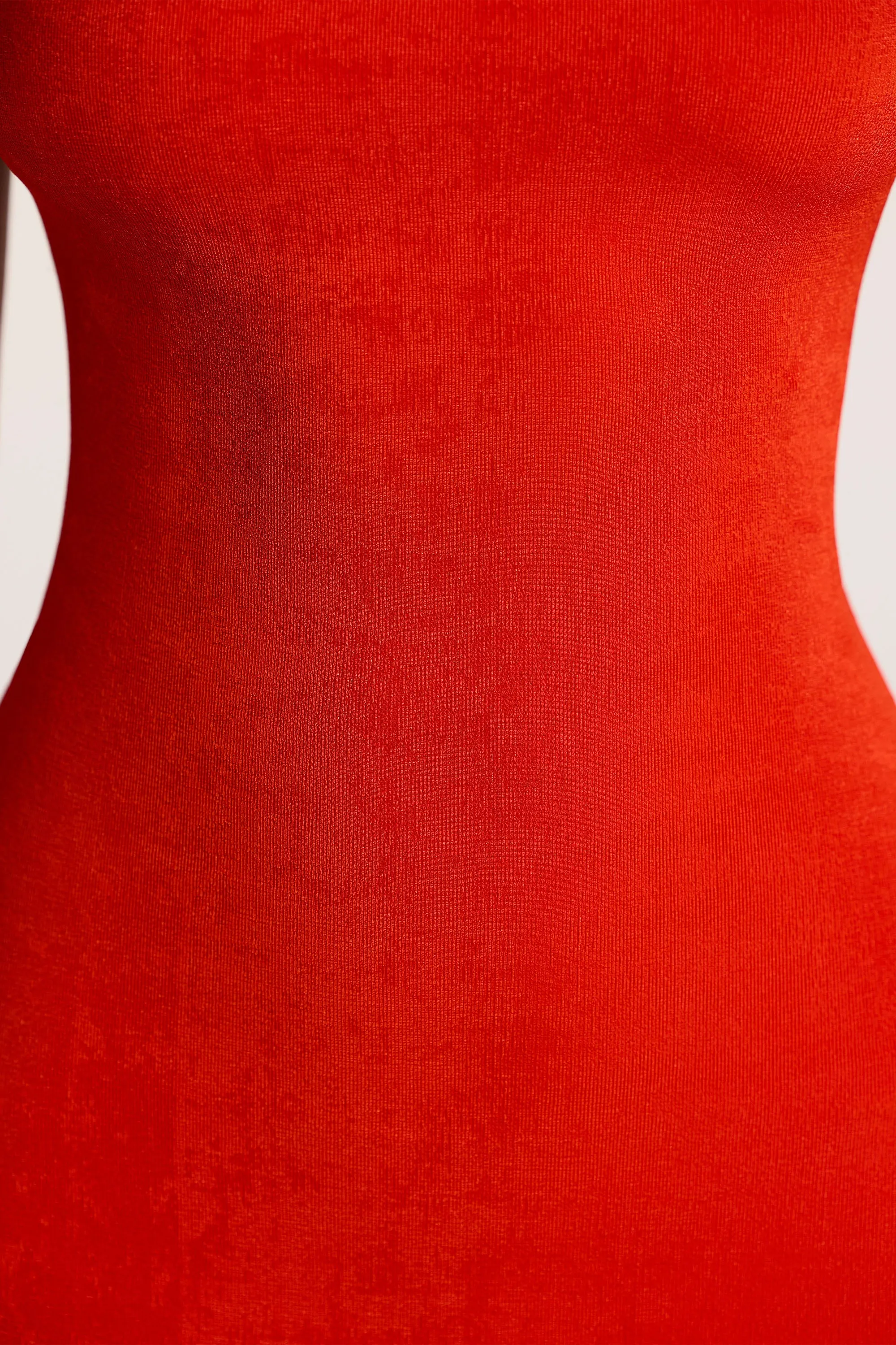 Knot Art Textured Jersey Open Back Maxi Dress in Fiery Red