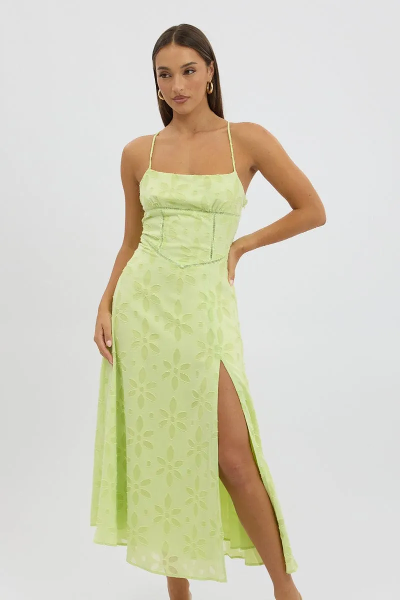 Green Maxi Dress Jacquard Lace Bridge Walk