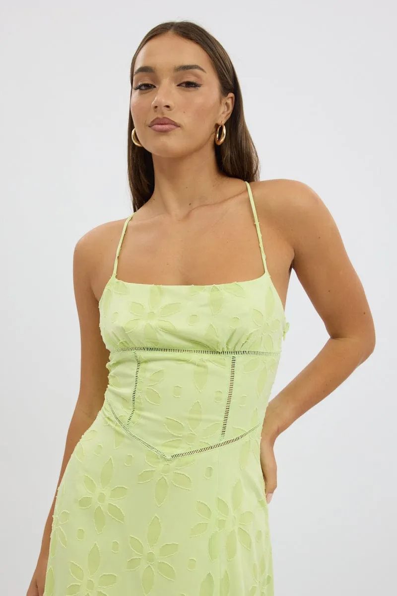 Green Maxi Dress Jacquard Lace Desert Air