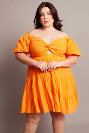 Orange Cut Out Twist Mini Dress Flash Mode