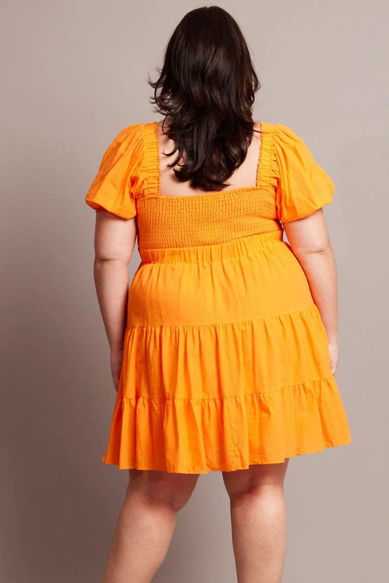 Light Glow Light and breezy mini Orange Cut Out Twist Mini Dress