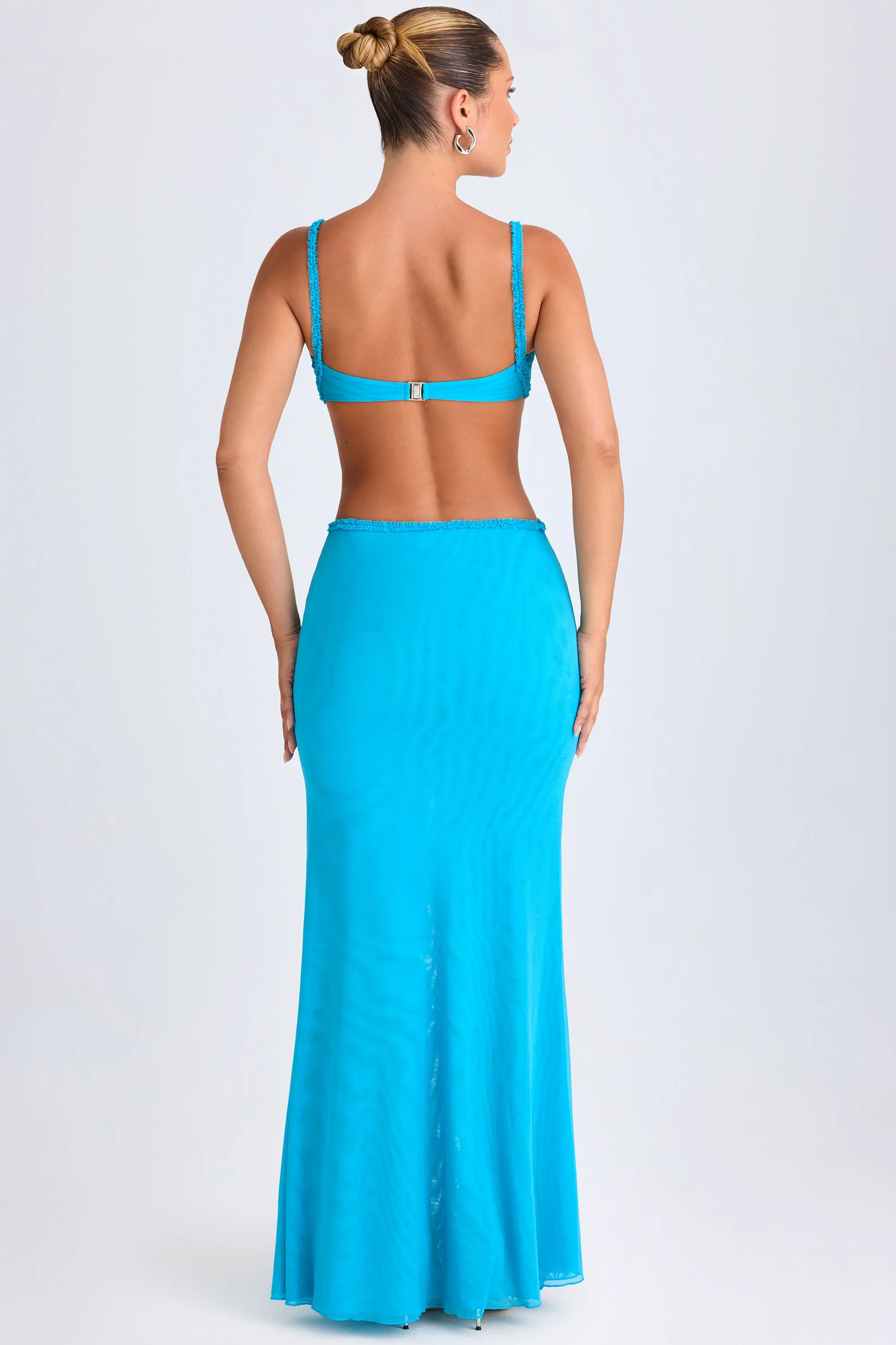 Ruffle-Appliqu?? Cut-Out Maxi Dress in Aqua Blue Autumn Gold With its timeless design this dress is perfect for any season and any setting