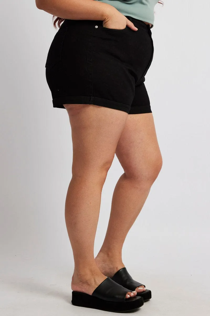 Black Skinny Shorts High Rise Stretch Princess Glow Summer Glow