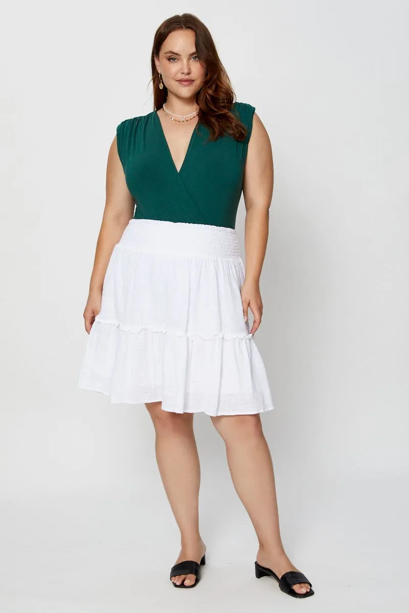 Green Front Bodysuit Shoulder Pad Sleeveless Jersey Wrap World Tone