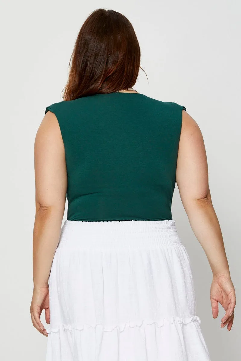Green Front Bodysuit Shoulder Pad Sleeveless Jersey Wrap MoistureManagementSystem