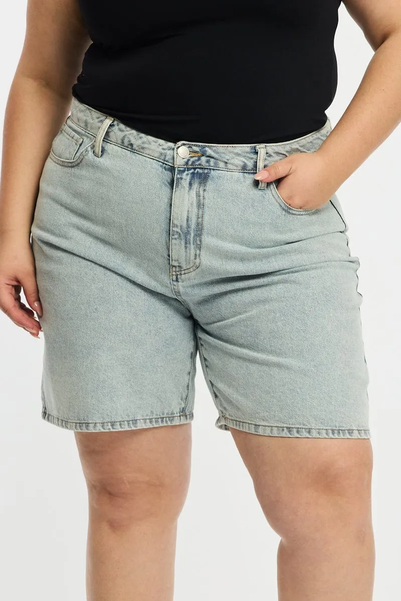 Denim Relaxed Shorts Knee Length Casual Sweatshirt