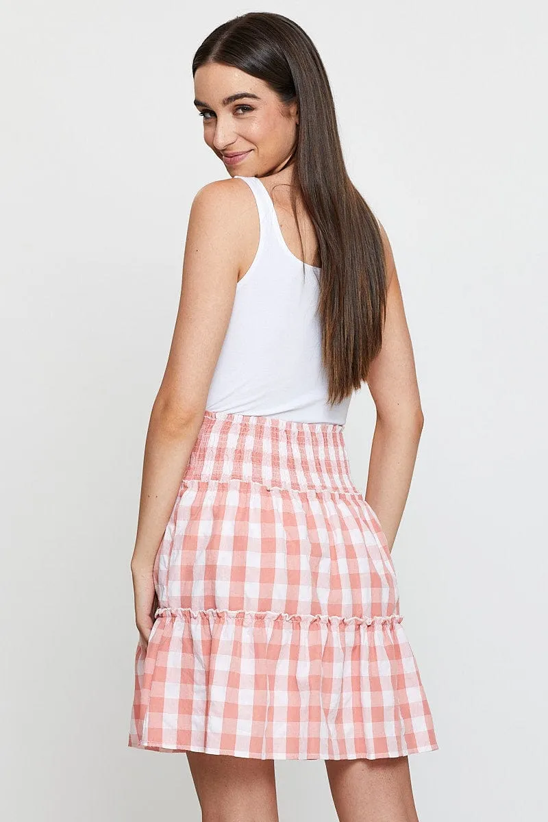 Relax Outfit Minimalist fashion Check Flare Skirt Mini High Rise
