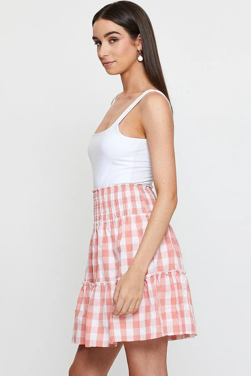 Check Flare Skirt Mini High Rise Performance Wear Urban Edge