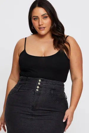 Body Free Black Cotton Bodysuit Sleeveless
