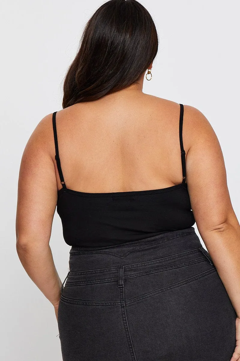 Comfortable Pants QuickDryDesign Black Cotton Bodysuit Sleeveless