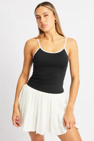 Black Singlet Top Contrast Binding Seamless Accessory Fashion Casual Chic