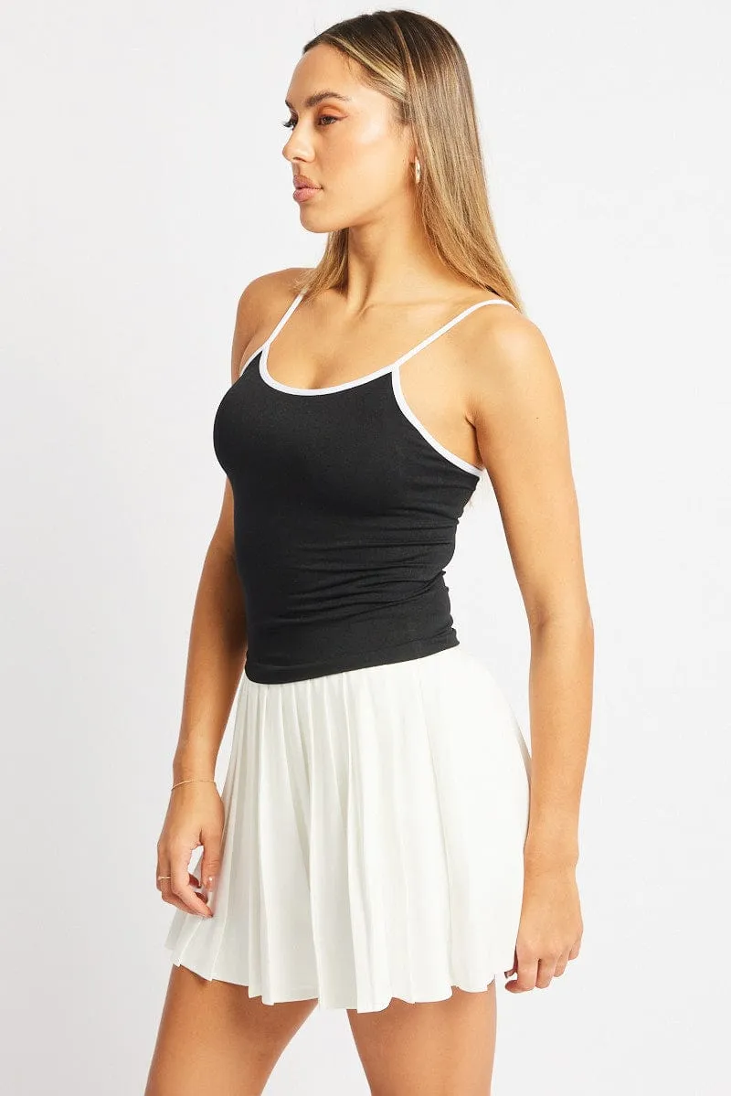 Black Singlet Top Contrast Binding Seamless Vision Glow All-Occasion