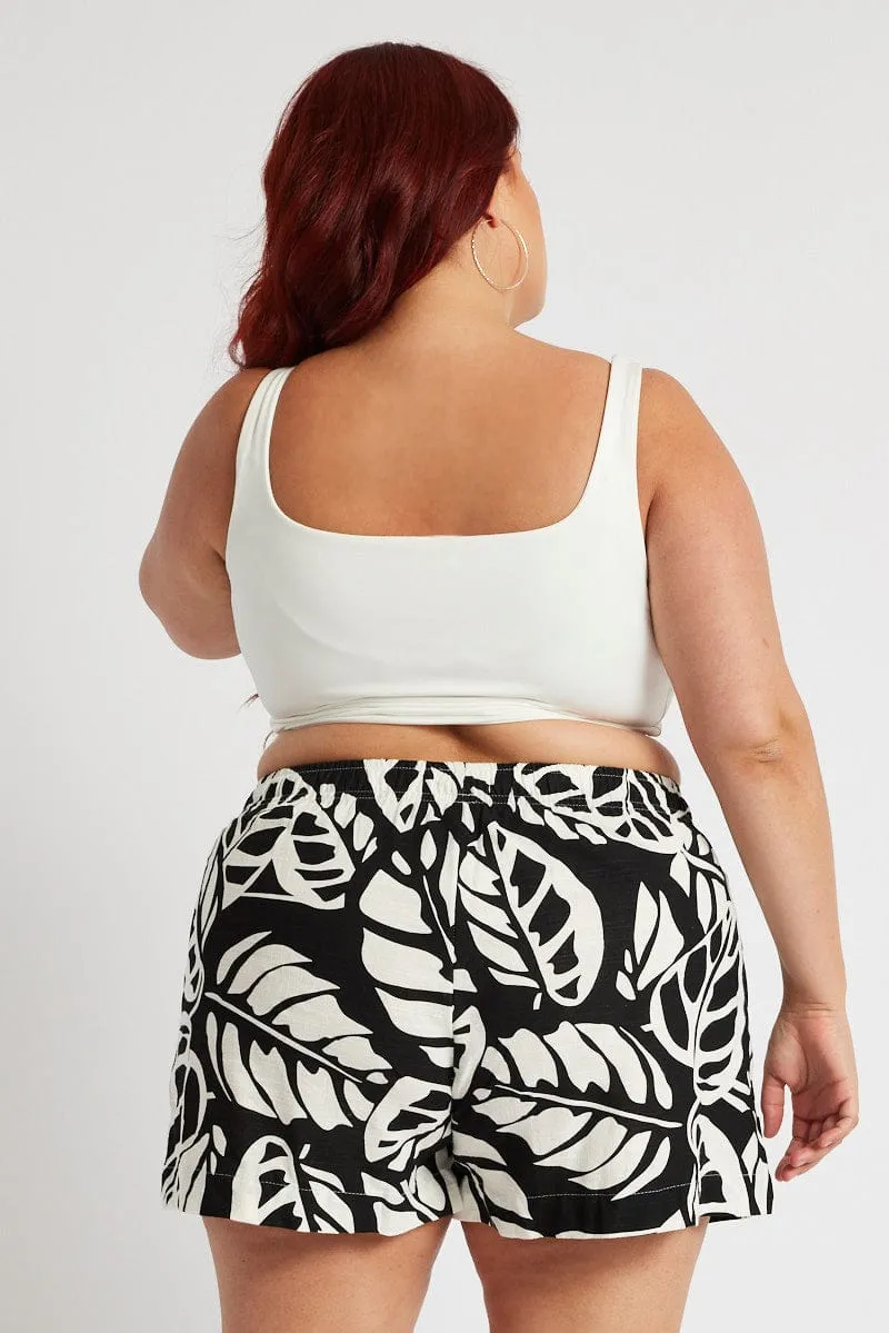 Relaxed Wear MoistureControl Fabric Black Abstract Relaxed Shorts High Rise