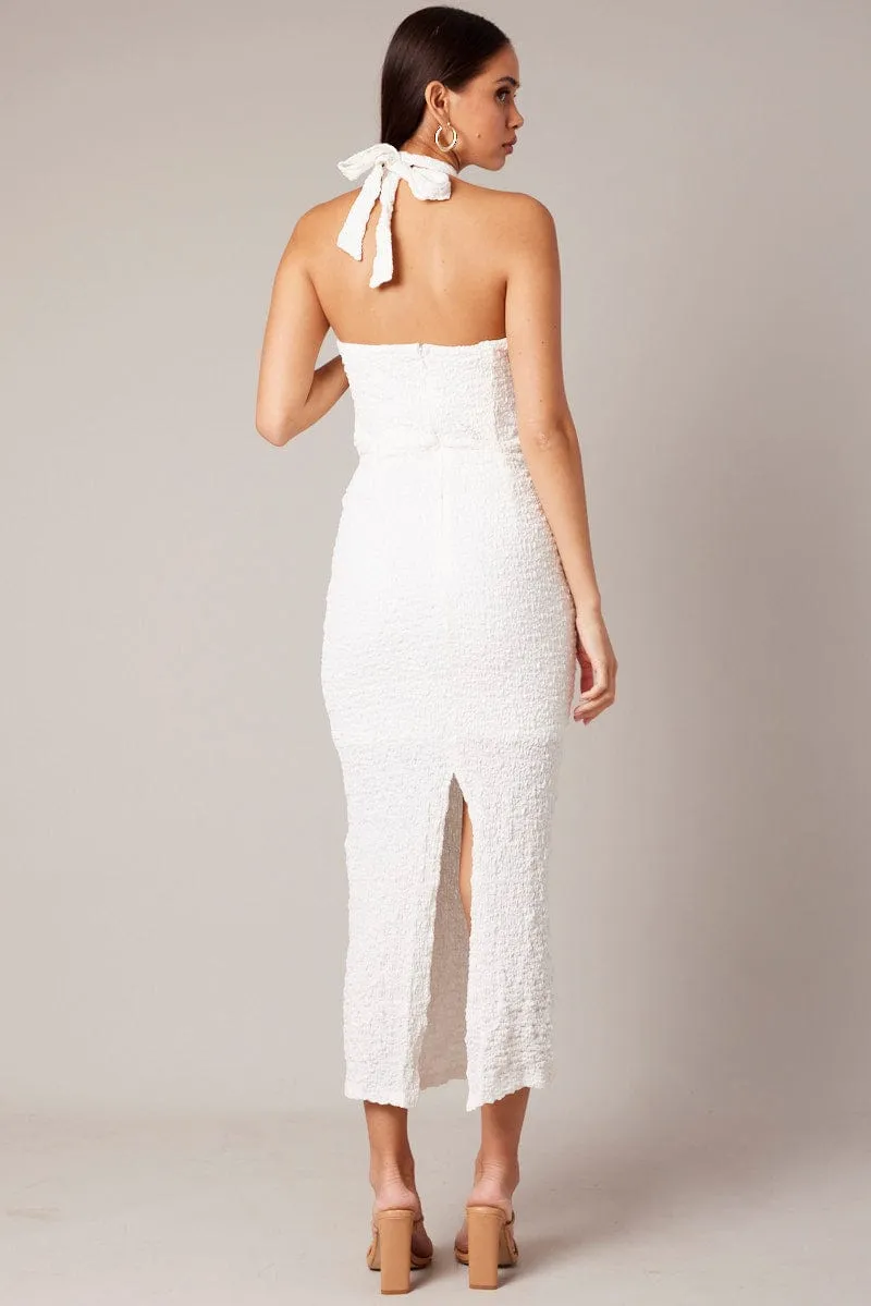 Urban Chic White Bodycon Dress Sleeveless Textured