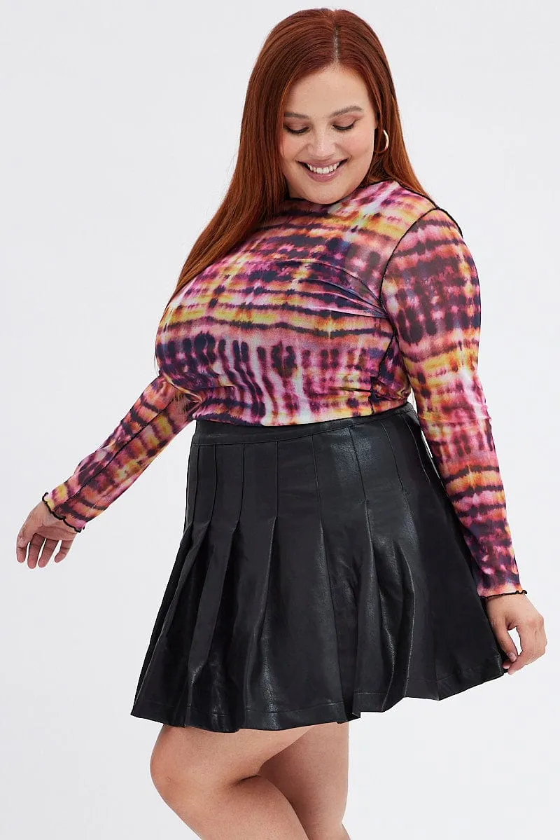 Black Tennis Skirt Mini Pleated Faux Leather Heritage Inspired