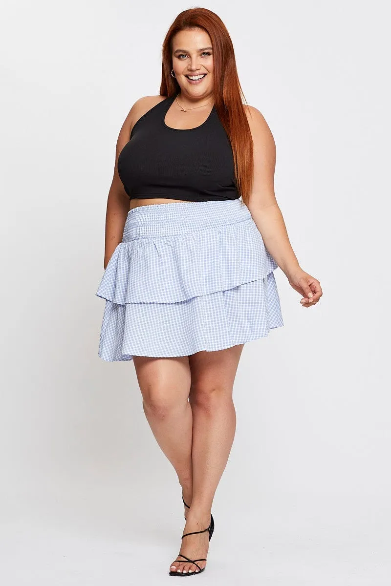 Luxury Feel Sporty Edge Check Mini Skater Skirt Tie