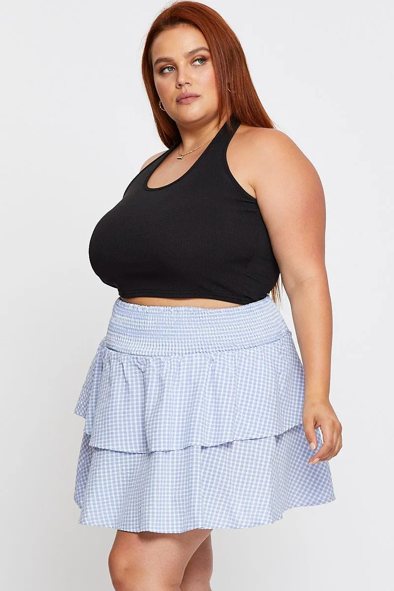 Check Mini Skater Skirt Tie Sequined Finish Urban Fit