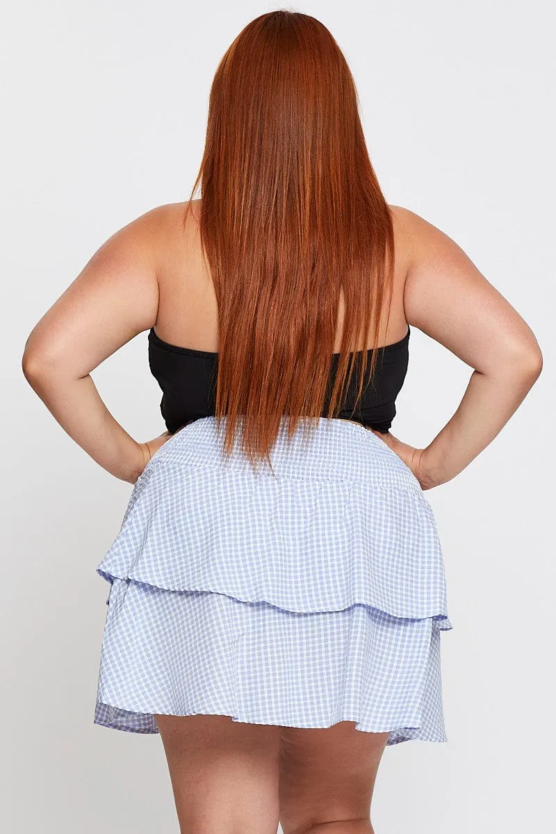 Smooth Feel Check Mini Skater Skirt Tie