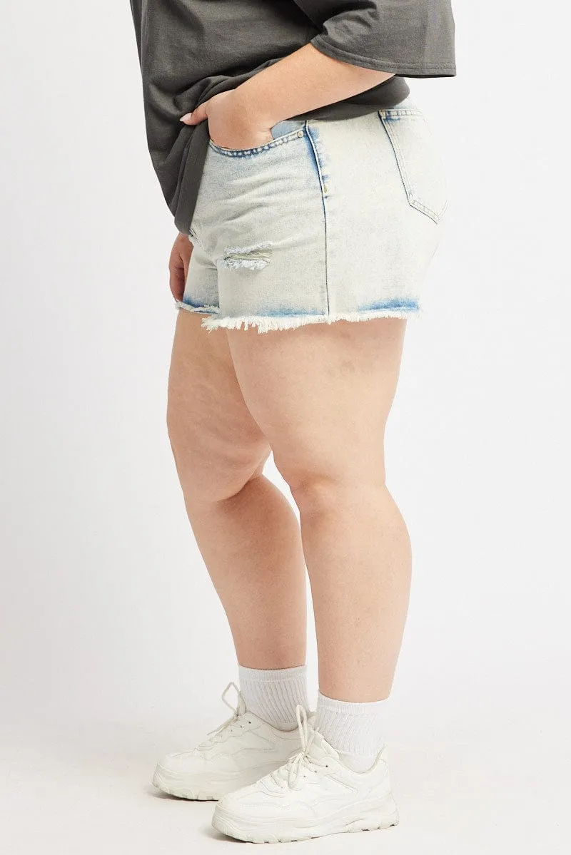 Denim Relaxed Shorts High Rise Meeting Ready