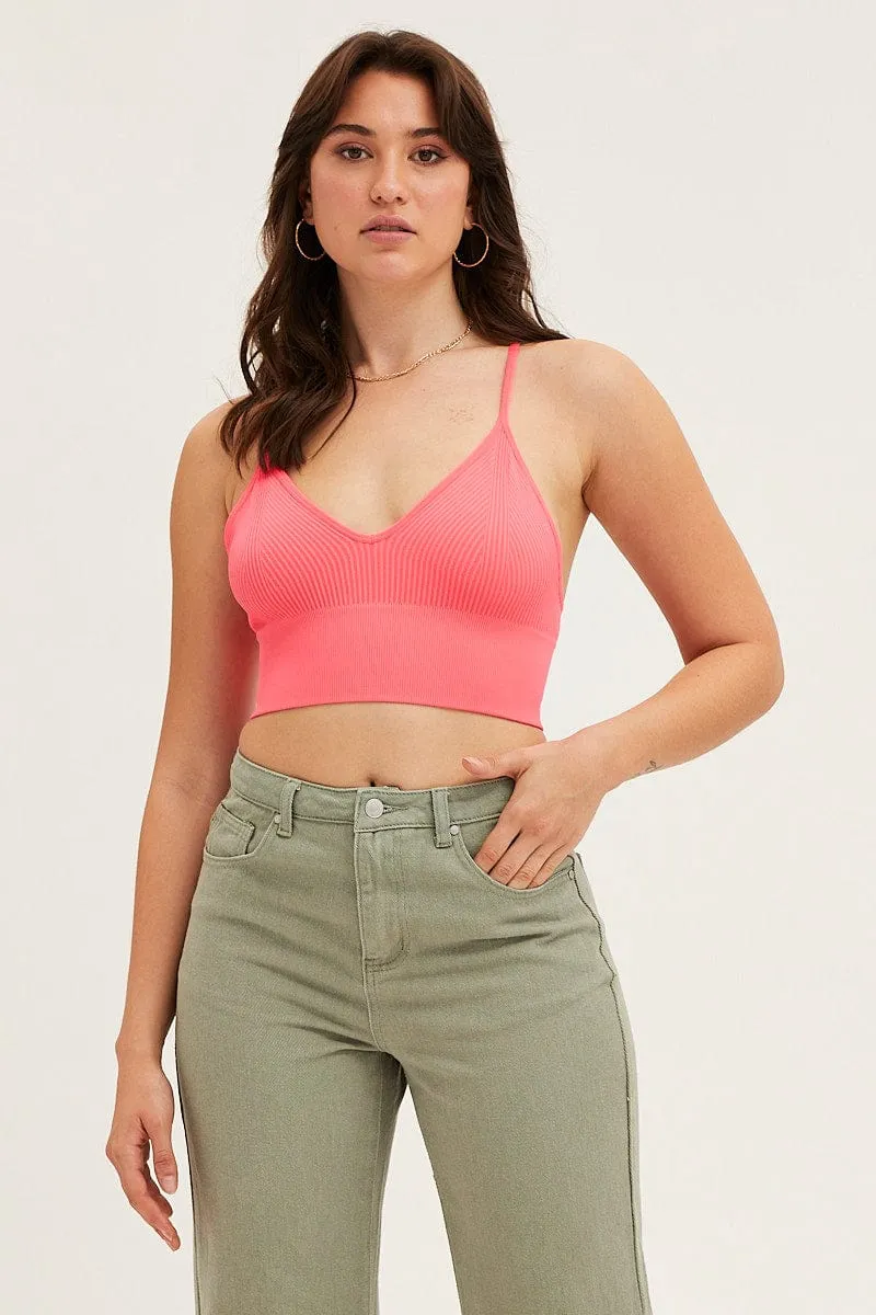 Warm Socks Convertible Style Pink Bralette Seamless