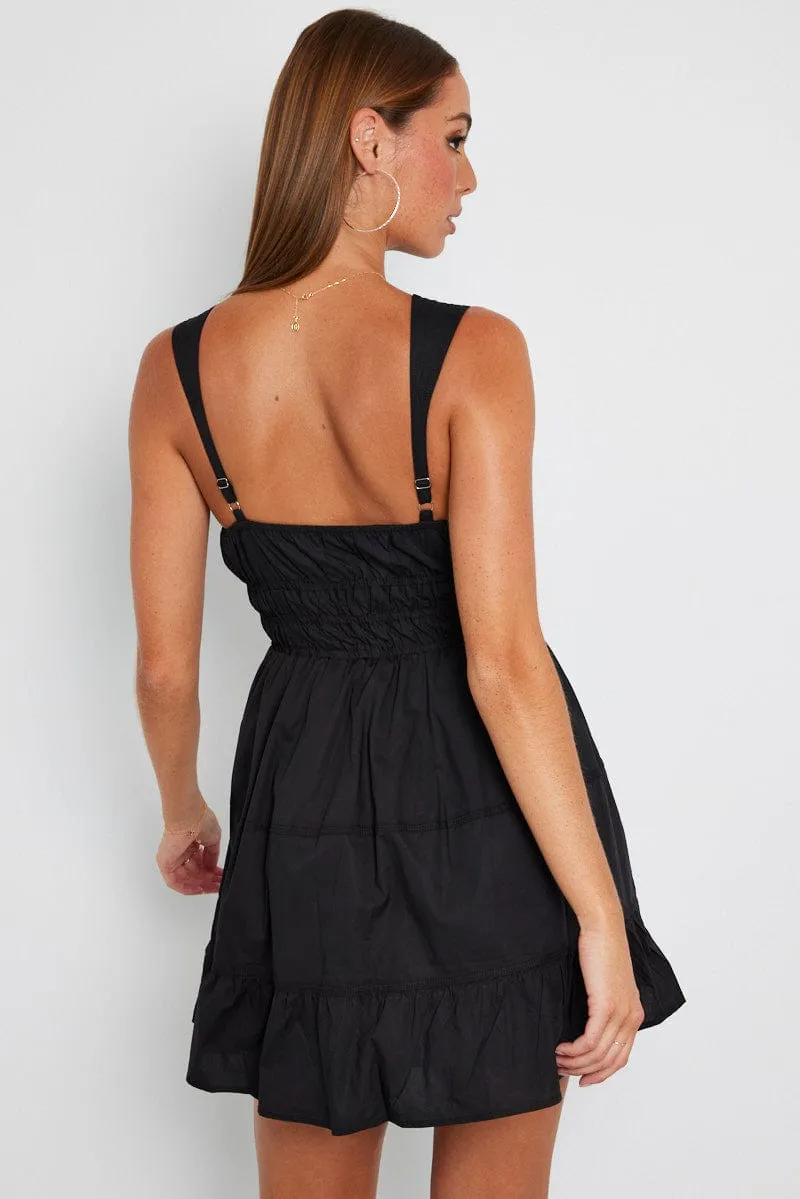 Practical Style All weather Black Fit and Flare Dress Tiered