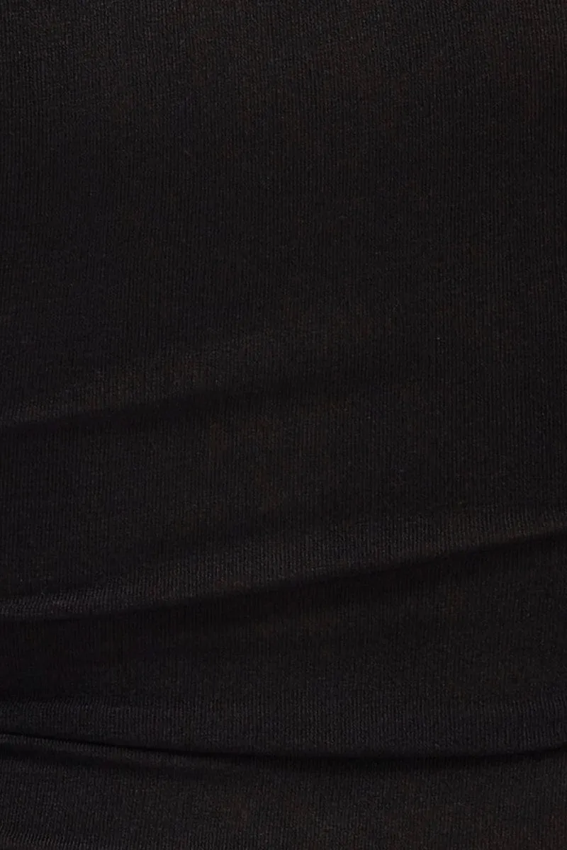 Sun Protection Fabric HypoallergenicYarn Black Bodycon Dress Short Sleeve Mini