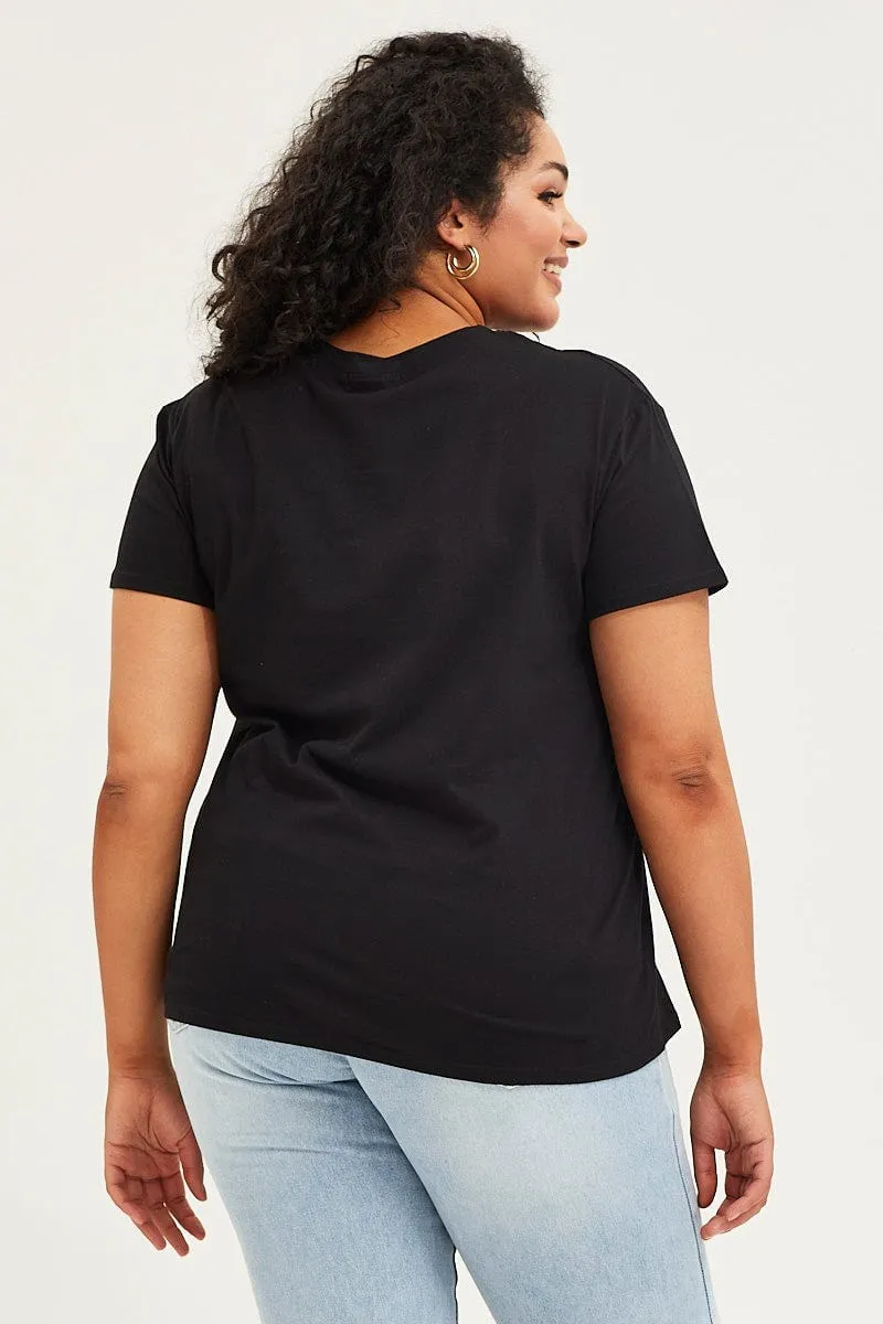 High-Quality Cotton Top Rated Black Graphic T-shirt Cowboy Crew Neck